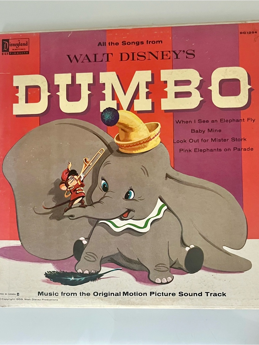 Dumbo (All The Songs From Walt Disney's) LP Vinyl Album, Disneyland 1959